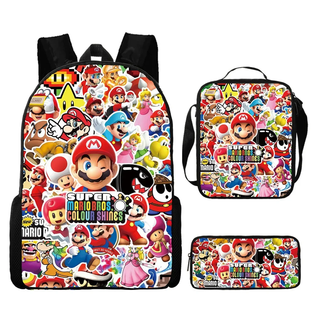 

Three-piece Set Hot Selling Mario Primary and Middle School Students Schoolbag Children's Backpack Cartoon Backpack Birthdaygift