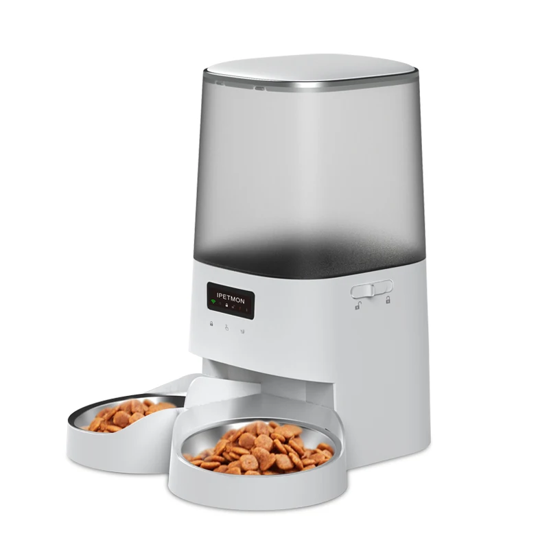 

Автоматическая кормушка для домашних животных, умный дозатор еды для кошек и собак, 5 л, двойная чаша, Wi-Fi, дистанционное управление через приложение