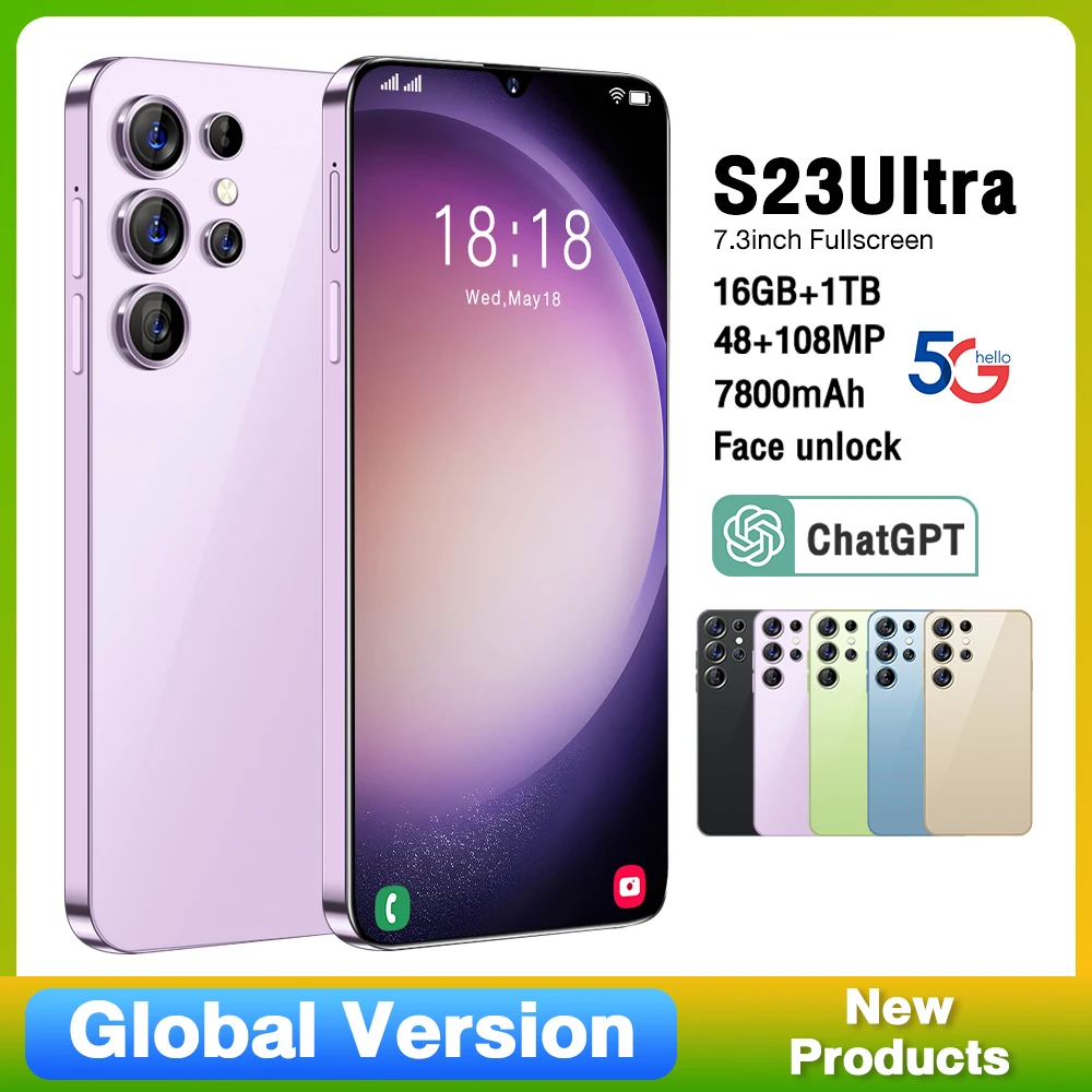 Nowy smartfon S23 Ultra 5G 7.3 "Snapdragon 8 gen2 telefony z Androidem ...