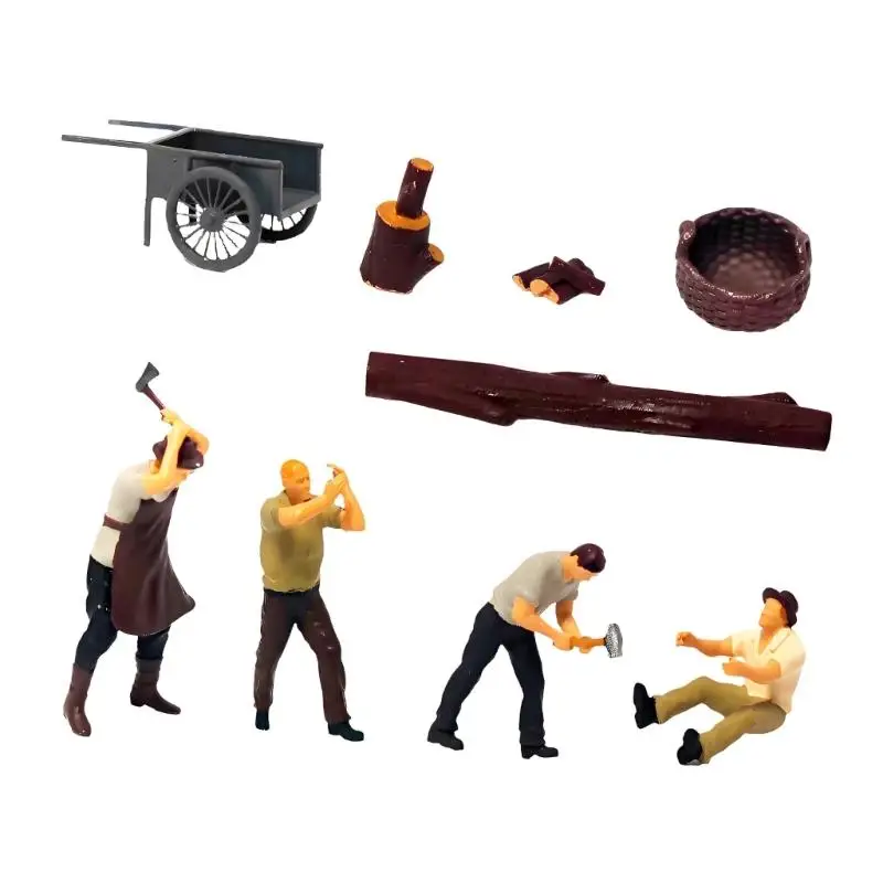 Holzfäller-Figuren, Modell, Maßstab 1:64, handbemalte Miniaturfigur für Miniaturszene, Dioramen, Requisiten, Layout-Dekors-Set – Detail 2