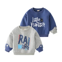 

Boys Plus Fleece Sweaters Spring Autumn Children Pullovers Sweatshirts Kids Boy Jacket Long-sleeved Sweater Round Neck Tops 2-8Y
