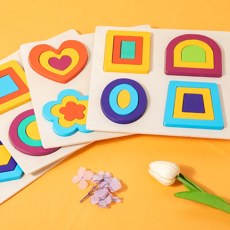 Montessori Toy Wooden Shape Peg Puzzles Educational Toy Kids Valentines Day Gifts for Ages 2~4 Kids Boys Girls Birthday Gifts wooden jigsaw puzzles wooden puzzle toys educational puzzles