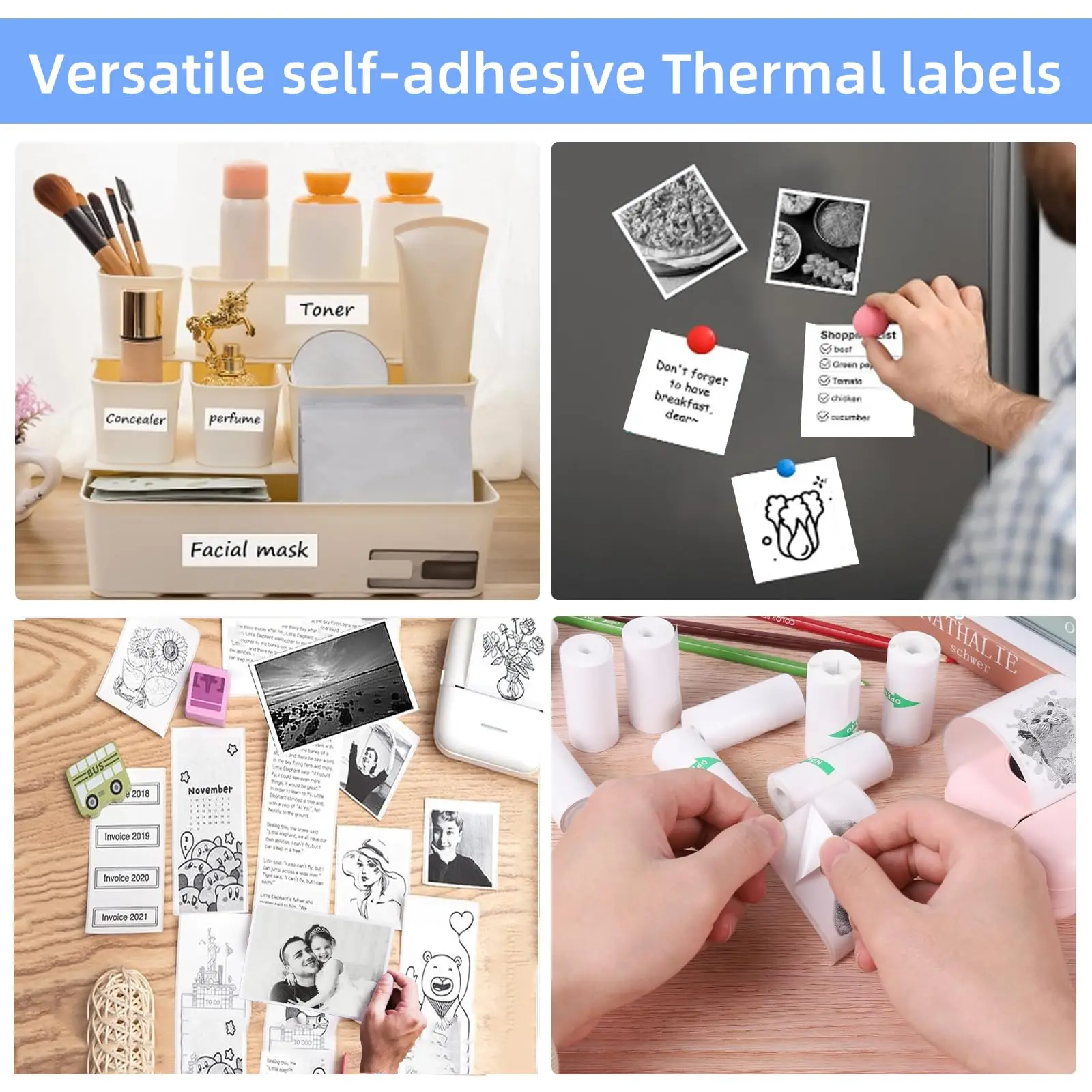 Thermal Paper 10 Rolls Mini Thermal Printer Sticker Paper Photo Printer Refill Paper Mini Sticker