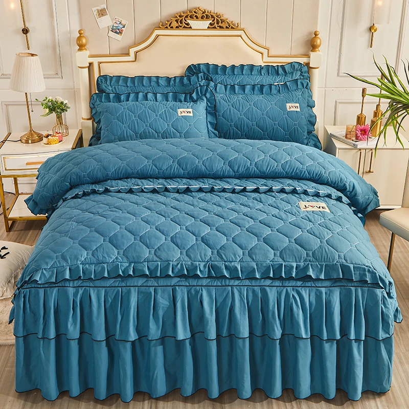 Peter Khanun Ruffle Skirt Bedspread Bed Cover Microfiber Filler Coverlet Lightweight and Breathable for All Season NO Pillowcase