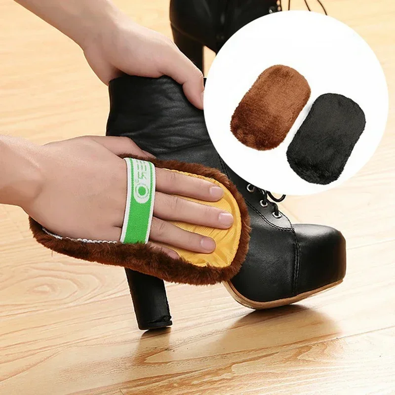 Shoe Cleaner Shoe Brush Shoe Gloves Shoe Care Brush Shoes Cleaner Soft Wool Plush Random Color Polished Gloves Wipe Shoes Handbag Brushes Leather Care