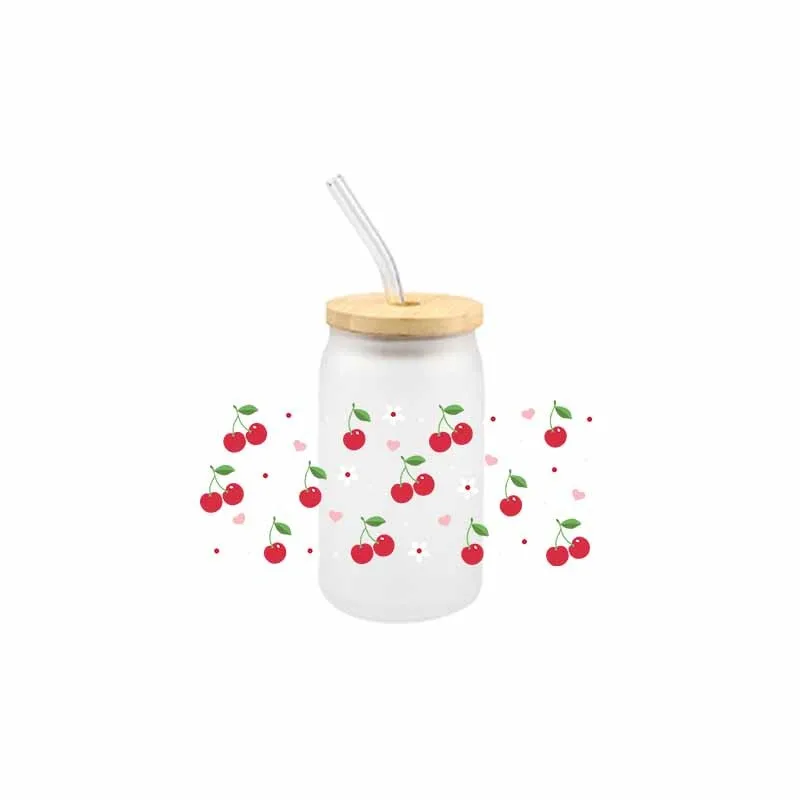 Cherry Fruit Uv Dtf Transfer Stickers Waterproof Colorful Scratch Resistant Uv Dtf Decals For Cup Design sticker cups uv dtf wrap transfer