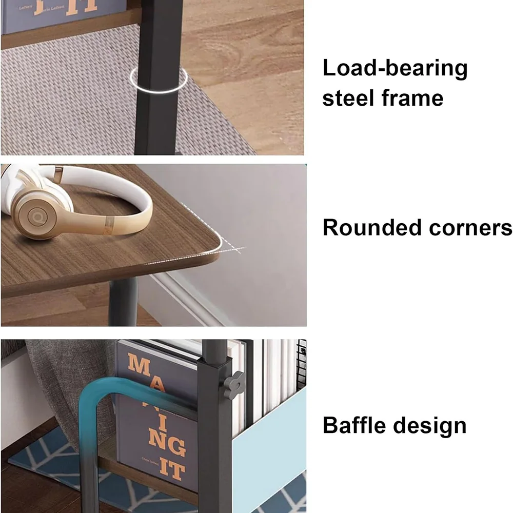 Computer Desk Mobile Small Adjustable Desk Office Desk Wooden Writing with Caster Over Bed Table Adjustable Height