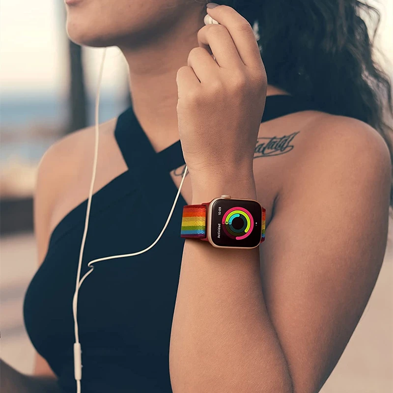 Фото Ремешок для Apple Watch band 44 мм 49 мм 45 мм 41 мм 40 мм 38 мм 42 мм, регулируемый эластичный браслет correa для iwatch 8 SE 7 6 5 3 Ultra 49 мм №3