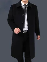 Autumn Winter 90% Cashmere Coat Men's Knee Long Woolen Jacket Business Casual Large Size Clothes Men Clothing Loose Warm Top 6XL 2