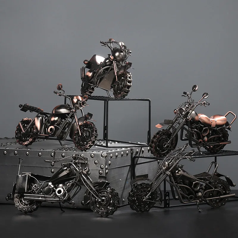 

Iron Retro Motorcycle Model Ornaments Creative Screw Elements Combination Wine Cooler Entrance Desktop Personalized Decoration