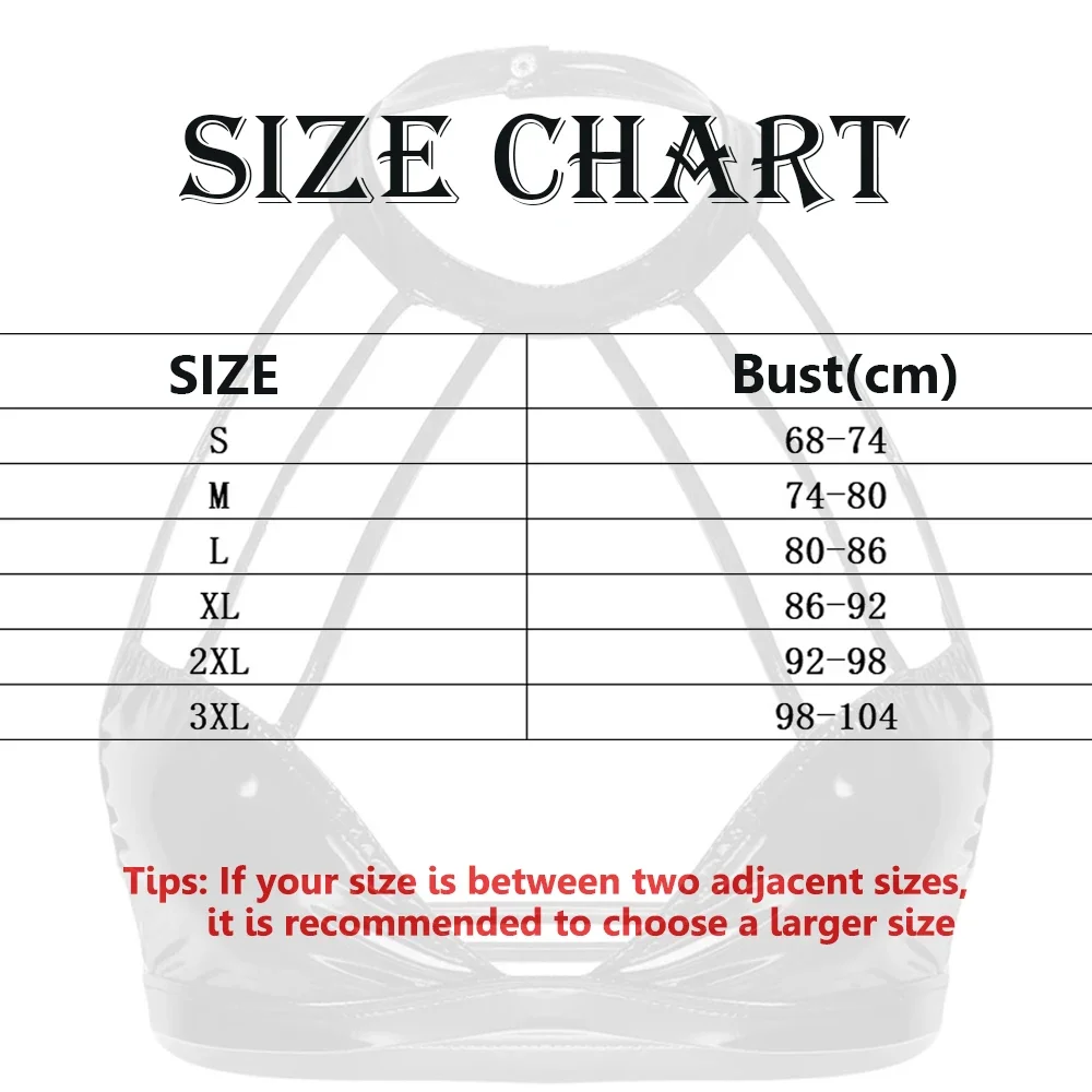 Women Wet Look Patent Leather Bras Sexy Wire-Free No Pad Bra Tops Erotic Halter Backless Bralette Cutout Bustier Corset Clubwear
