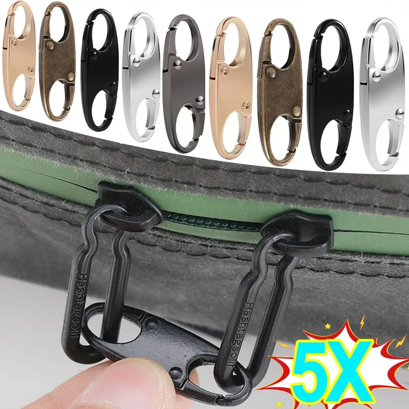 5/1Pcs Detachable Puller Metal Zipper Head Double-end Repair Kits Universal Replace Luggage Purse Bags Clothes Pull tab Slider 5 detachable zipper puller universal replacement metal zipper head repair kits luggage purses handbags clothes zipper slider