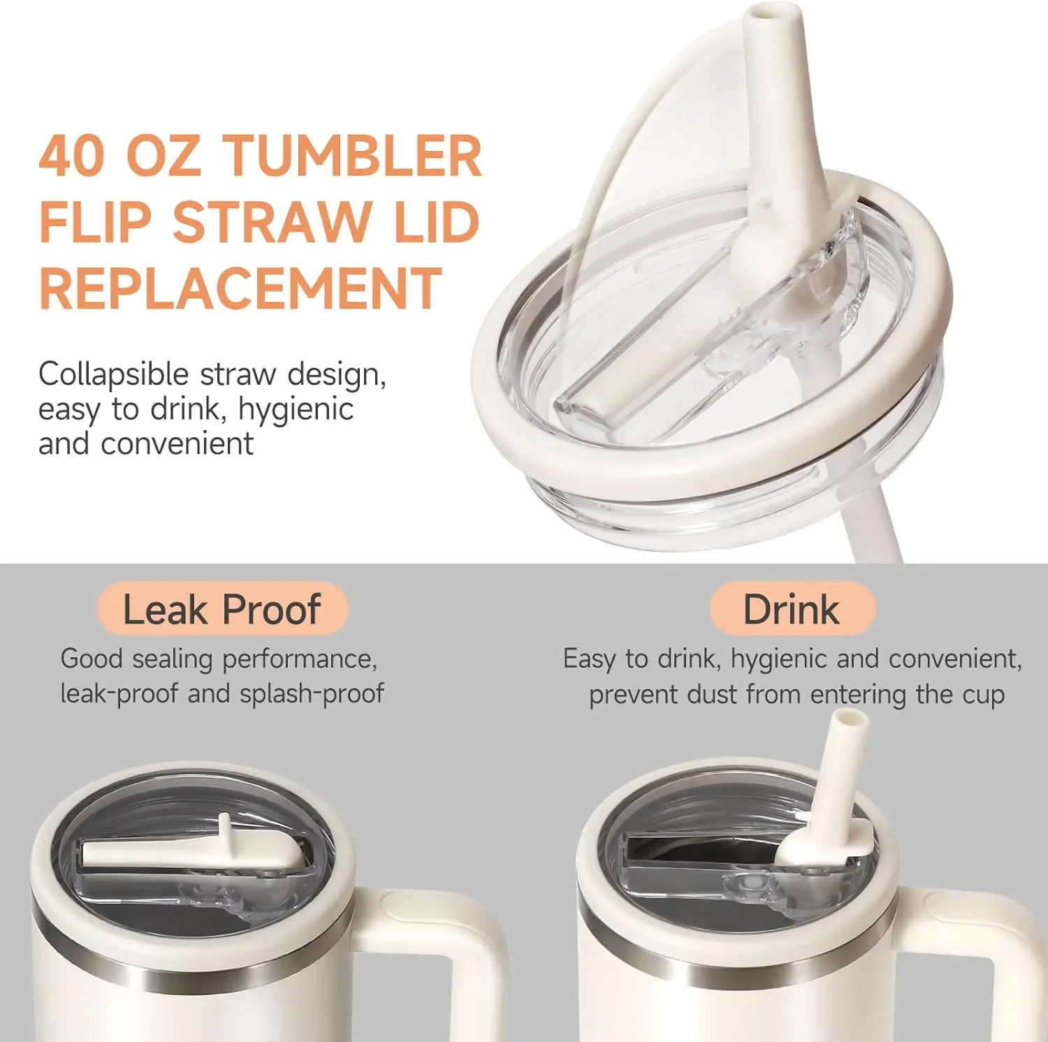 40oz Flip Straw Leak Proof Lid For Stanley H2.0 Tumbler Lid Replacement For Stanley Cup Accessories Straw Cover, cup cover,cup accessories,straw covers,cup lid accessories,cup lid replacement,tumbler cover,tumbler accessories set,straw lid,bottle cover,tumbler lid