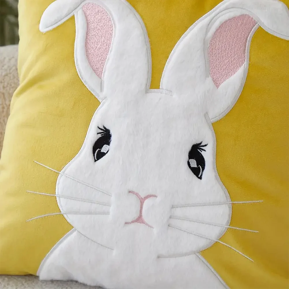 New Easter Rabbits Pillow Cover 45x45cm Easter Bunny Faux Fur Pillow Case Rabbit Pattern Decoration Pillowcase Throw Pillow Case