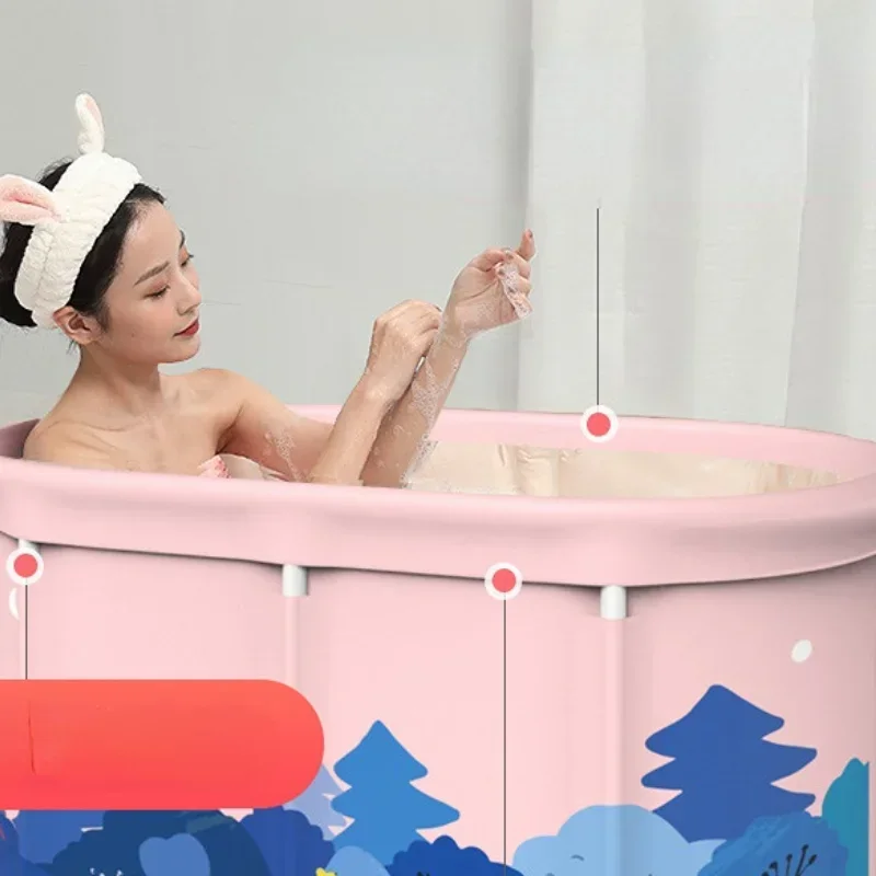 80/100cm Movable Adults Foldable Bathtubs Portable Student Thick Bathtub Family Bathtubs Children's Plunge Pool Spa