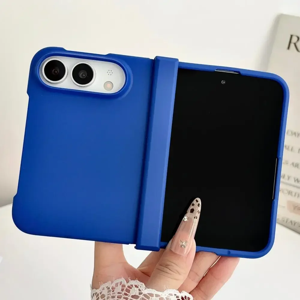 Matte Solid Color Shockproof Folding Phone Case with Hinge Protection