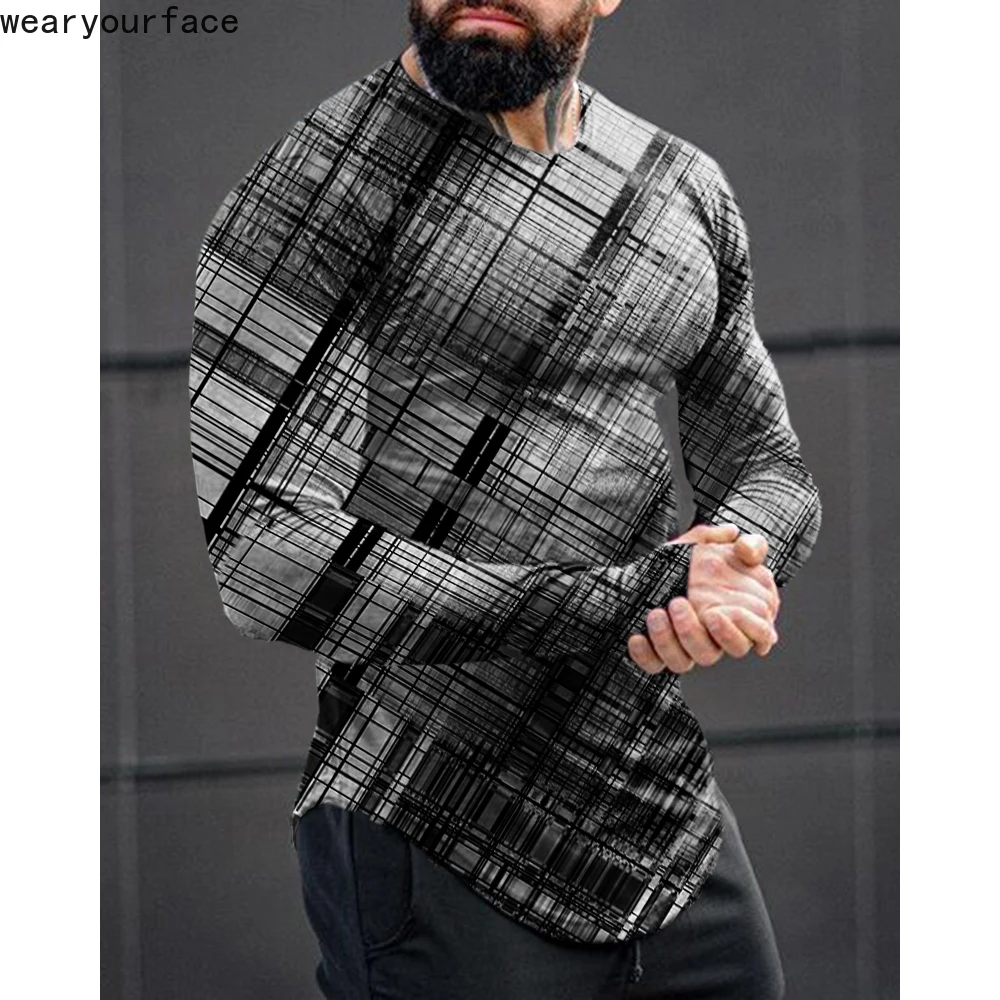 

Lion Geometry Pattern T Shirt 3D All Over Printed Outdoors Sports Streetwear Casual Vacation Gifts Full Sleeve Men Clothing
