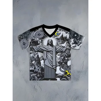 Maglietta Gesù Dio stampata in 3D per uomo T-shirt modello bandiera Brasile Moda estiva Casual O-Collo T-shirt maniche corte larghe 1