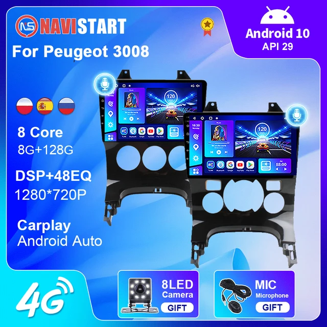 Navistart 2 Din Android 10 Car Multimedia At/mt Aircon For Peugeot
