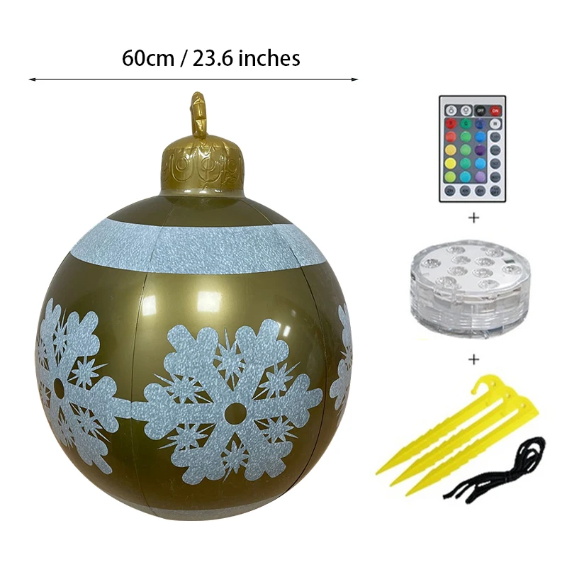 thumbnail image 1 of 60CM LED Light Christmas ball Outdoor Christmas Inflatable Decorated Ball Made PVC Giant No Light Large Balls Tree Decorations, 1 of 5