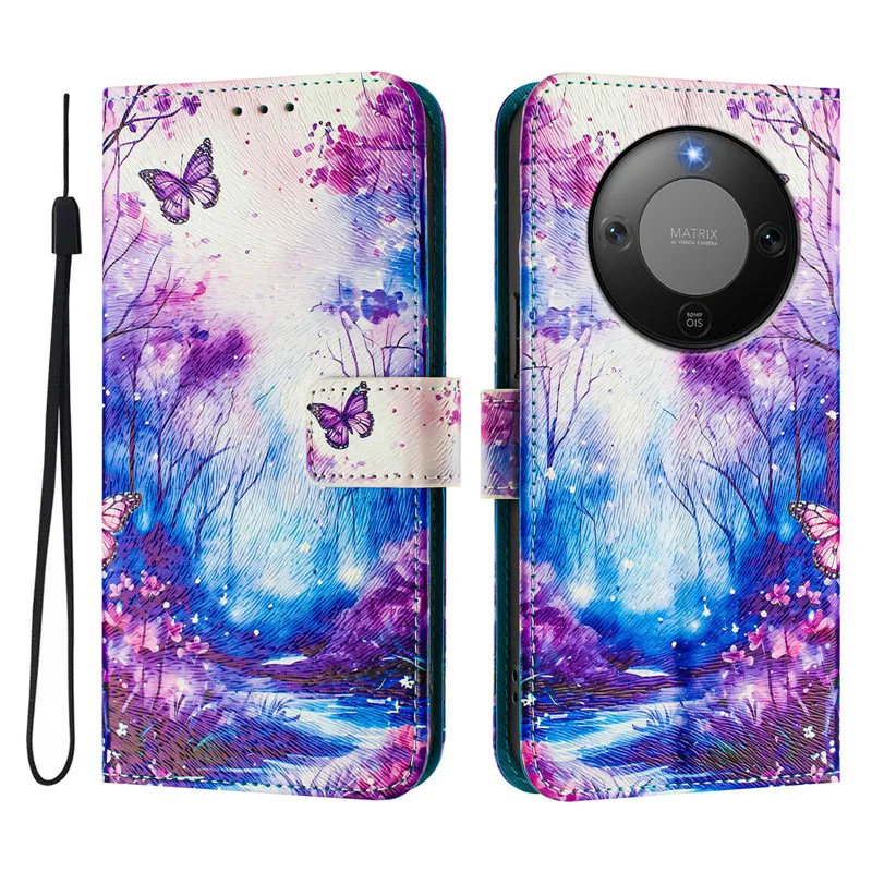 Vintage Floral Leather Wallet Case with Magnetic Flip Cover