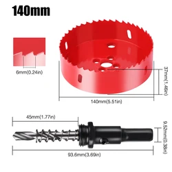 Bi - Metal Hole Saw HSS Drill Bit for Versatile Cutting (15 - 200mm) (140mm)
