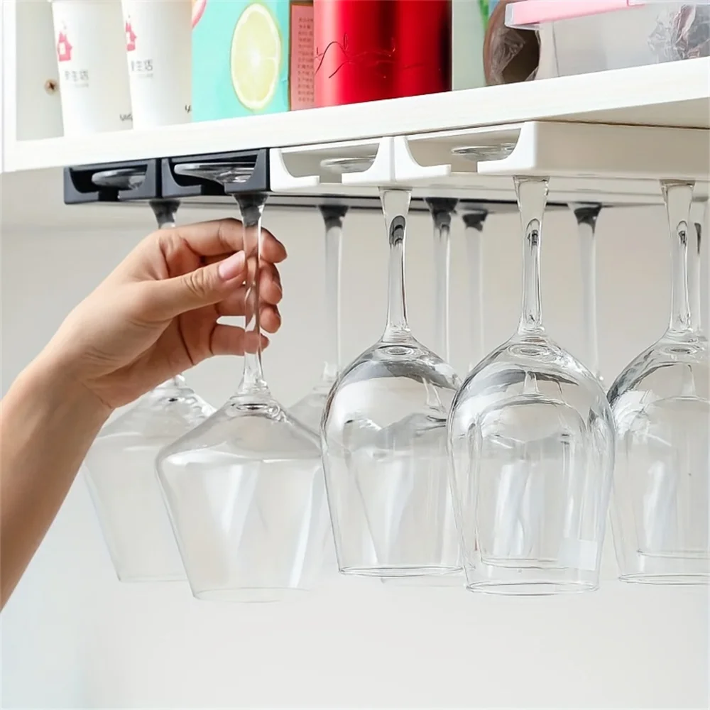 2PCS Wine glass rack plastic - Stemware wine glass rack glass storage rack under the cabinet, used to store tall glasses 3