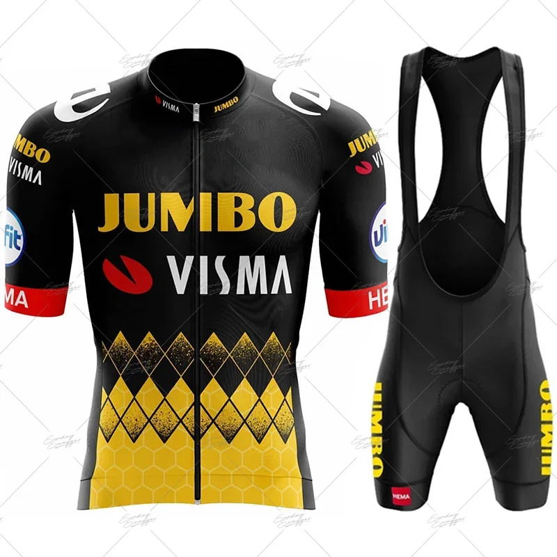 

New Yellow Jumbo Visma Cycling Set Men's Cycling Team Jersey Bike Shorts 9D Pants Ropa Ciclismo Maillot Bicycle Clothing Uniform