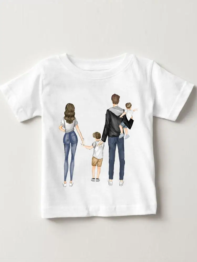 

90s Family Cute Printed Tees Tops O-neck Girls Boys Children Short Sleeve Clothes Summer Cartoon Kids Outfits T-shirts