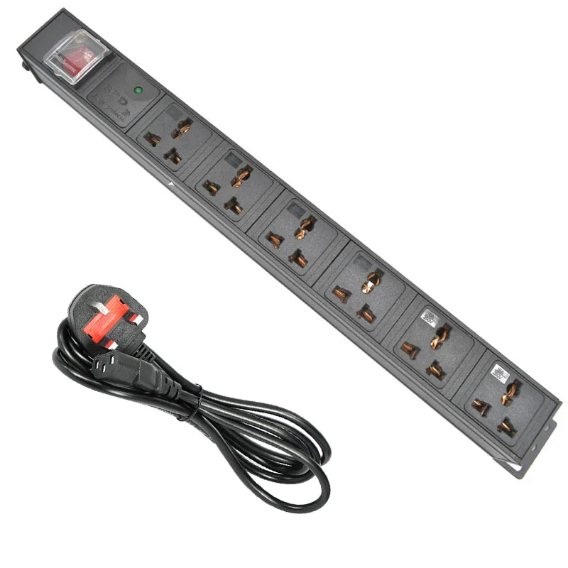 

PDU power strip 6 Unit Universal output socket Network Cabinet Rack Switch Aluminum alloy shell UK/US/AU/EU/ PLUG IEC-C14 port