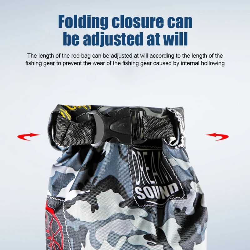 Outdoor Folding Fishing Bag Waterproof Large Capacity Fishing Rod Tackle Storage Bag Oxford Canvas Camouflage Fishing Pole Pouch - Image 3