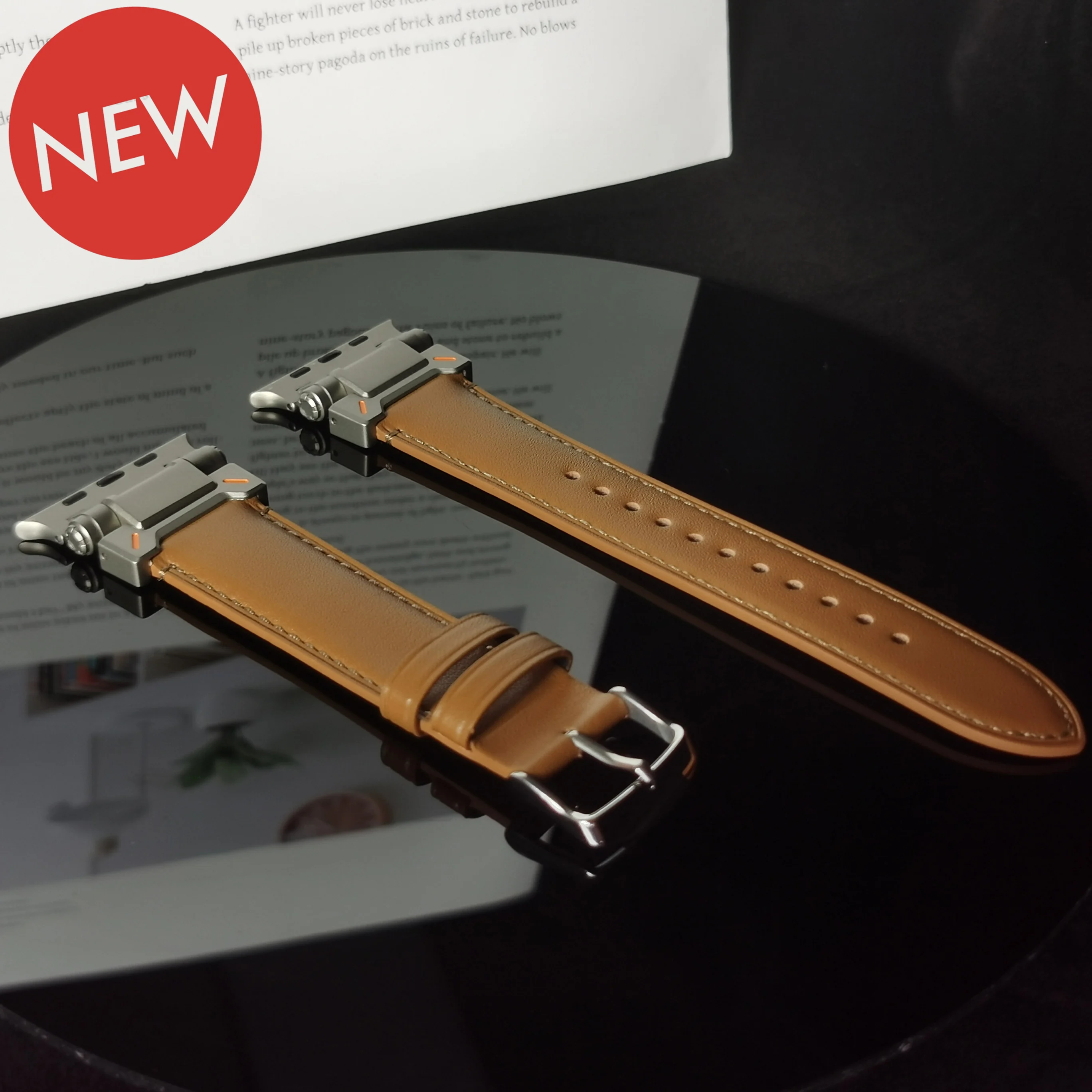 

Genuine Leather Strap for Apple Watch Ultra 2 49MM 45mm 44mm 42mm Metal Connectors for Iwatch Series 9 8 7 6 5 4 SE Accessories