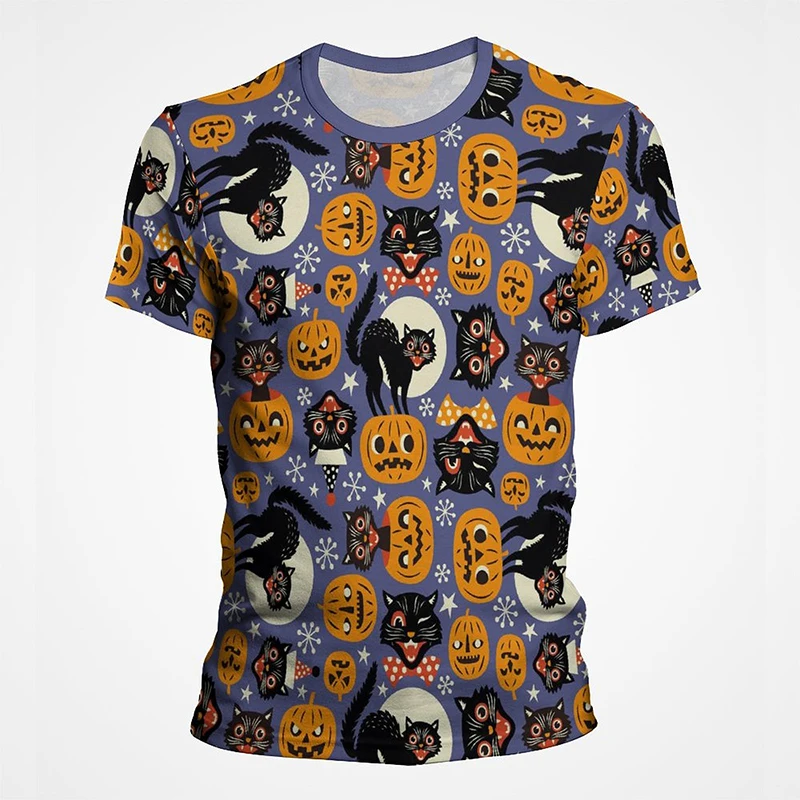 

Halloween Pumpkin T Shirt Men Women Vintage 3D Print Men's T-shirt Tops Summer Fashion Short Sleeve Cool Streetwear Tee Clothing