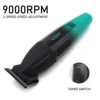 VGR V-906 Zero Gapped Ceramic Blade Professional Trimmer Machine for Men Full Metal DLC T-Blade Finishing Machine LED 9000RPM 3