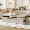 Extendable Tabletop Coffee Table with 4 Drawers & Storage Shelf, Modern from  to  Center Table for Living Room 6