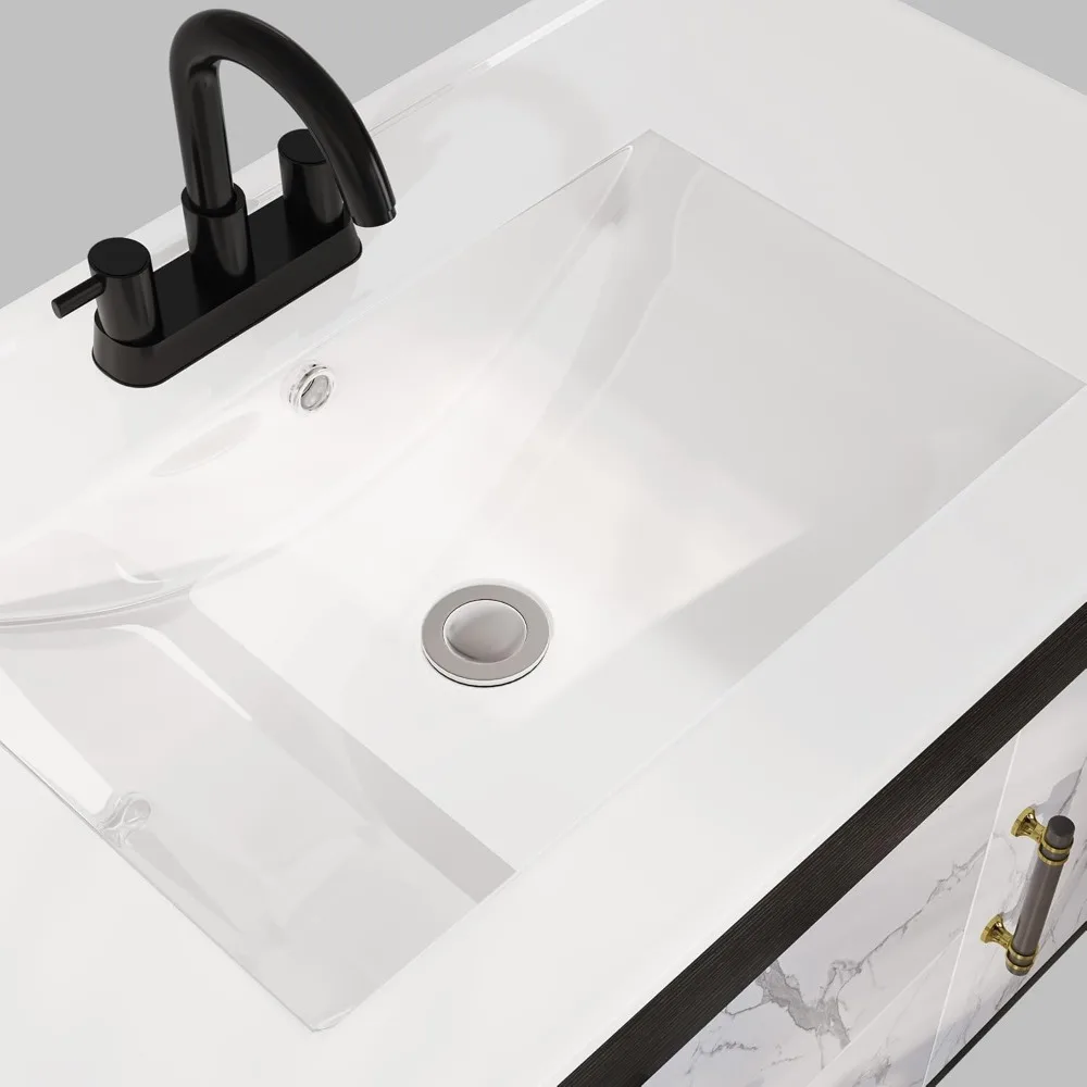 36 Inch Floating Bathroom Vanity with Sink, Wall Mounted Bathroom Vanity, 2 Drawers and Soft Close System Cabinet 6