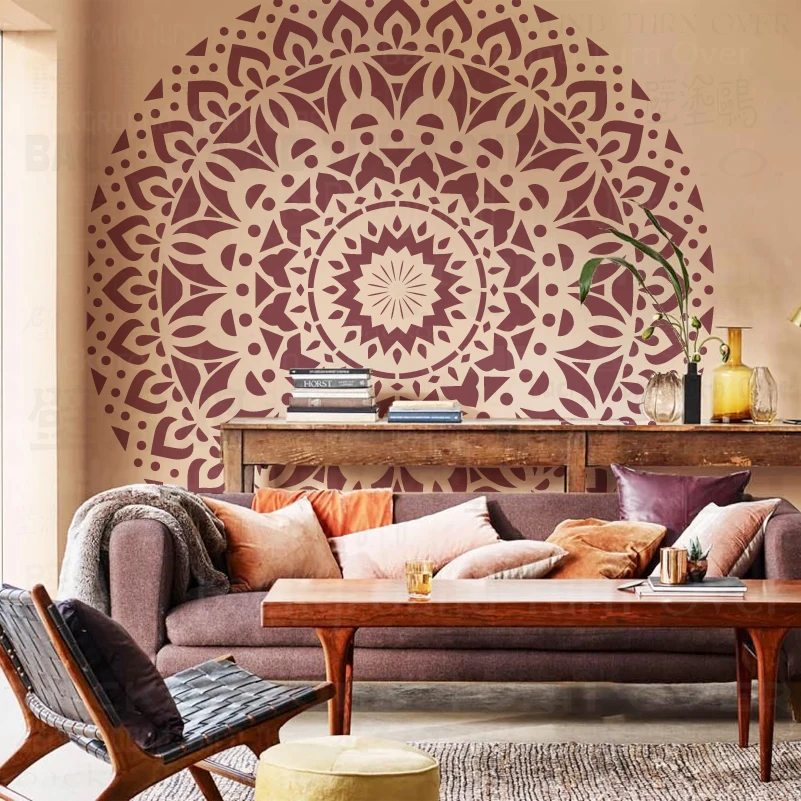 

130cm - 210cm Stencil For Painting Wall Decor Plaster Template To Paint Putty Giant Mandala Huge Round Flower Traditional S332