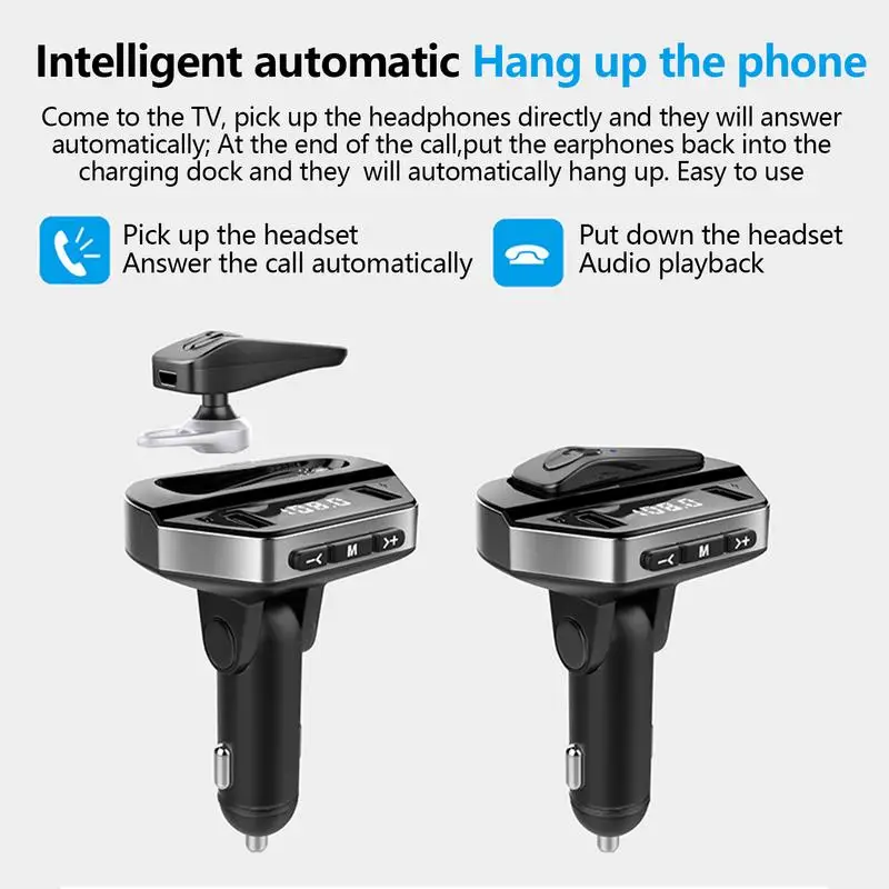 Car Wireless Headset Charger Auto USB Fast Charger With Wireless Headset Split Design Car Headphones For SUVs Trucks Sedans RVs