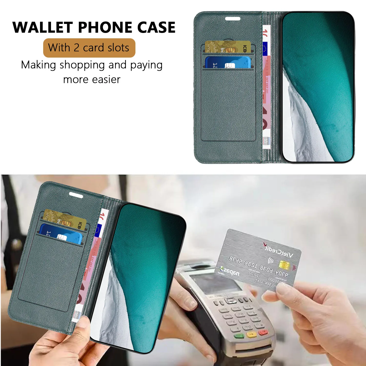 Leather Flip RFID Blocking Wallet Phone Case – Enhanced Protective Book Cover