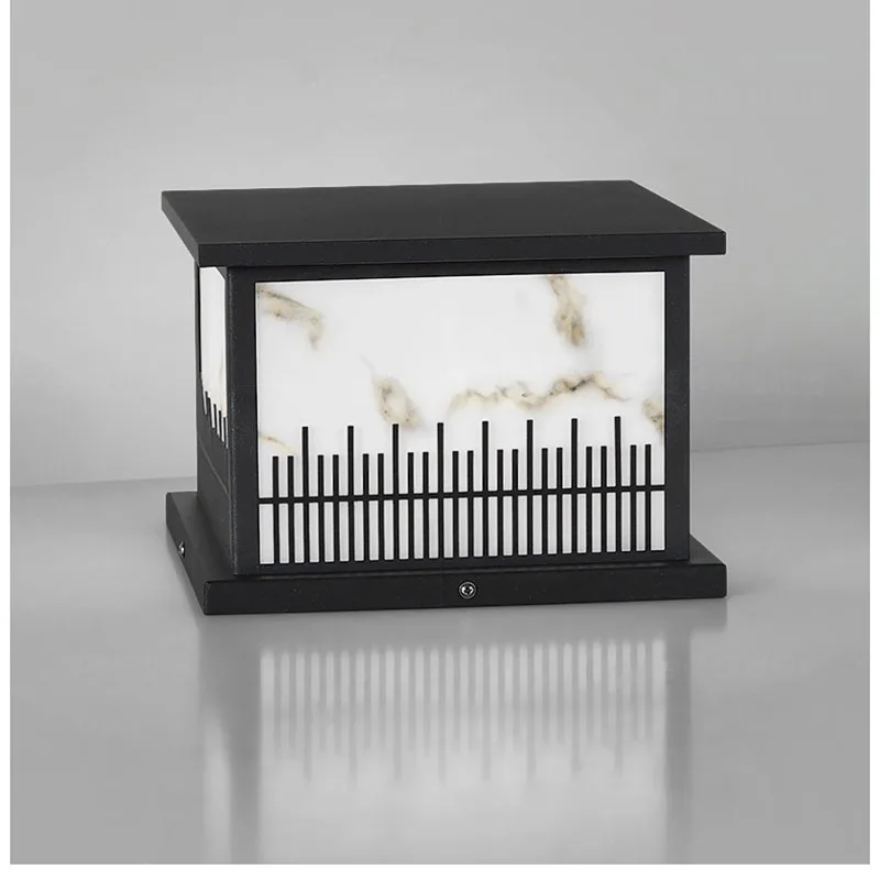야외 LED 태양열 잔디 조명, IP65 방수, 조도 조절, 대리석 사각 기둥 조명, 리모컨 스틸 램프, 3 색, 110V, 220V