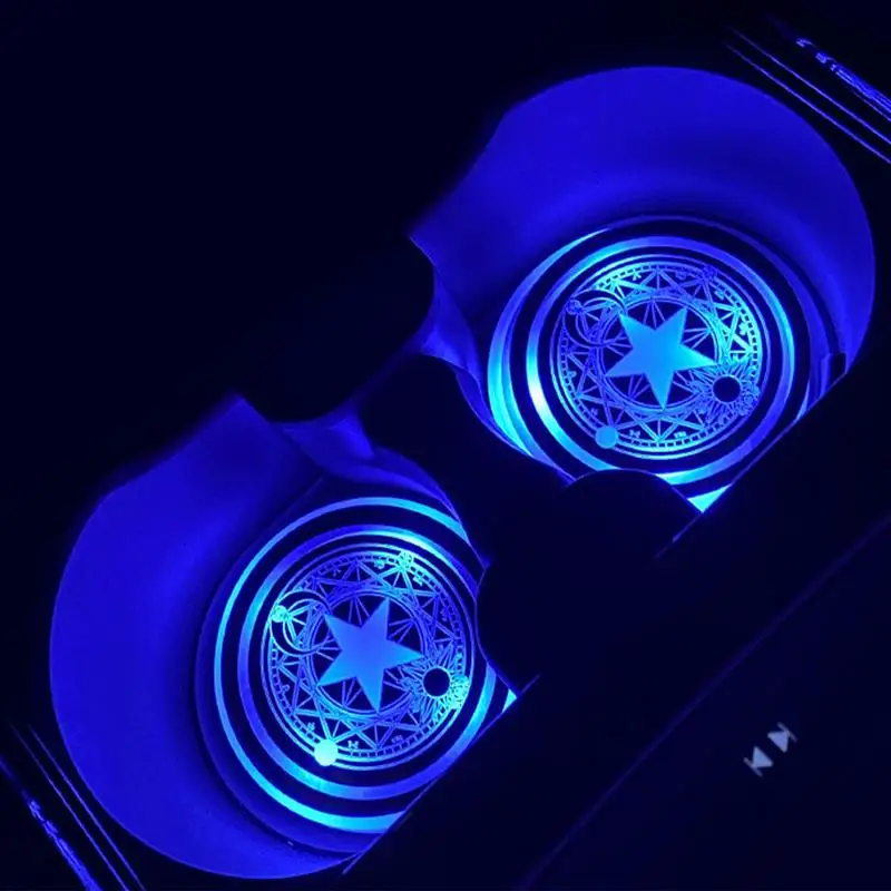 1PC 7 Colors Car LED Luminous Water Cup Pad Auto Cup Bottle Holder Coaster Anti-slip Pad Mats Interior Atmosphere Light Decor