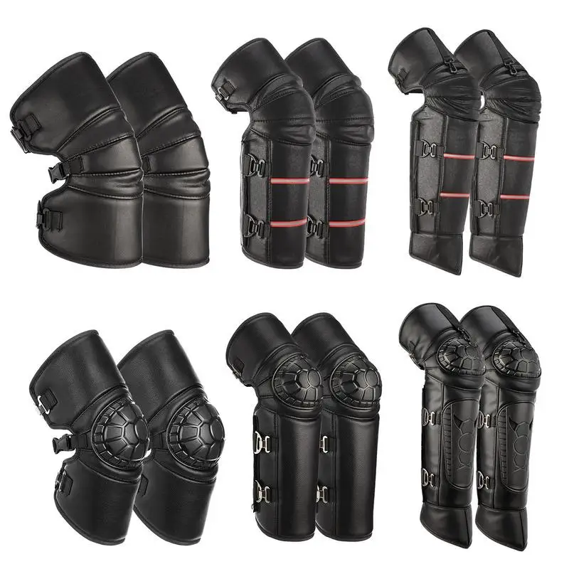 

Motocross Knee Pads Moto Protection Riding Elbow Guard Motorcycle Thick Plush Winter PU Knee Protective Pad Waterproof Windproof