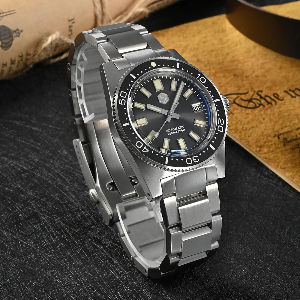 

San Martin 62mas 37mm Top Brand Diver Men Watch Luxury Sapphire Crystal PT5000 Automatic Mechanical Watch Date 20Bar C3 Luminous