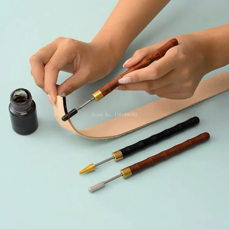 Leather Edge Oil Tool Sandalwood Handle Edge Oil Pen Diy Leather Bag Watchband Accessories Sealing Making Tool