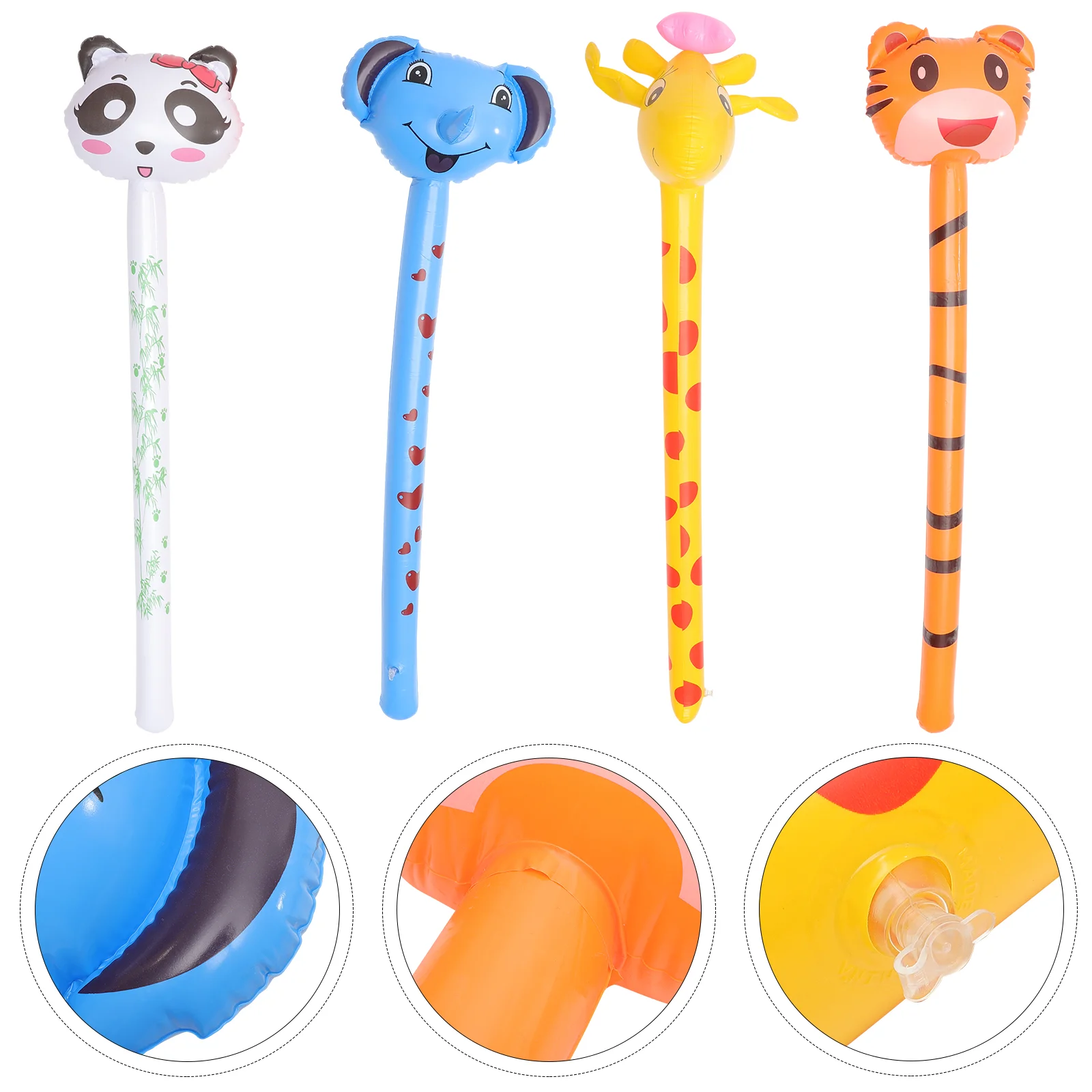 

4 Pcs Baby Boy Gifts Animal Head Stick Creative Inflatable Sticks Balloons Kids Toys