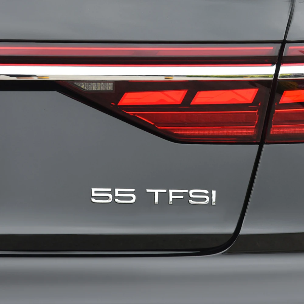 카 스타일링 30 35 40 45 50 55 60 TFSI 2.0 TDI 로고 엠블럼 리어 트렁크 배지 스티커 데칼 아우디 A4 A5 A6 A7 A8 Q3 Q5 Q6 Q7 Q8 용