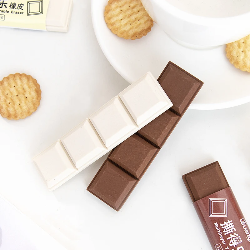 1pcs Chocolate Eraser Tearable Cookies Rubber Erasers for Pencils Cleaning Stationery School Kids Gift Reward A6642 pencil eraser