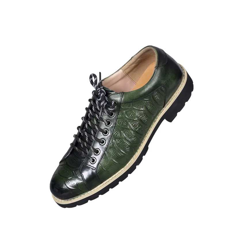 Genuine Leather Green Casual Sneakers Men Oxford Shoes Luxury Business Daily Crocodile Pattern Dress Shoes Plus Size 46