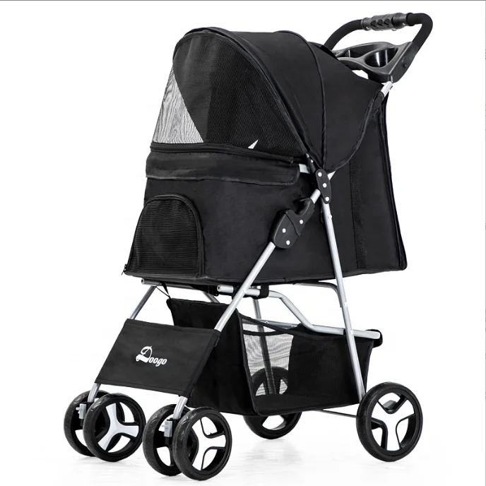 

Wholesale 4 wheels Luxury Folding Reinforced Universal Wheel Pet Trolley Pet Stroller Detachable Travel Small Dog Cat Stroller