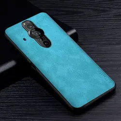 Premium PU Leather Scratch-Resistant Solid Color Phone Case for Sony Xperia Pro-I (Light Blue)